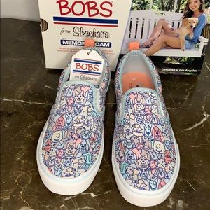 Bobs Skechers Memory Foam shoes w/ stickers - 6 & 9
